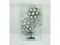 4X Glass Tea Light Holder 2 Holders Flower Pattern