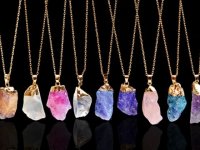 6X New Gemstone Nugget Charm Pendant Necklace Assorted