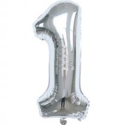 6Pcs Silver Numbers 1 Air-Filled Foil Balloons Party Decor