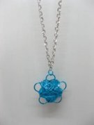 5X Chain Necklaces w/Blue Flower Pendant Iron Art