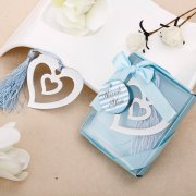 10X Silver-Metal Heart Bookmark w/Tassel Wedding Favor