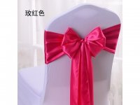 10Pcs Hot Pink Satin Sashes Chair Wider Bow Wedding Venue Banque