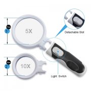 1Pc 2Led Main Lens Interchangeable Type Magnifier 5x 10x