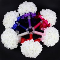 1Bunch Pure True Love Rose Flower Bridal Wedding Bouquet Set