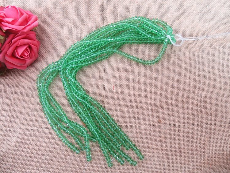 10Strand x 72Pcs Green Rondelle Faceted Crystal Beads 8mm - Click Image to Close