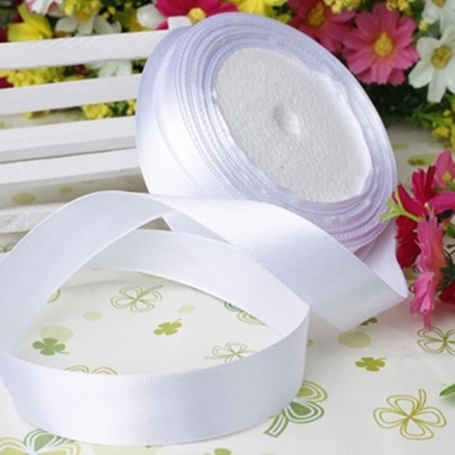 5Rolls X 25Yards White Satin Ribbon 25mm - Click Image to Close