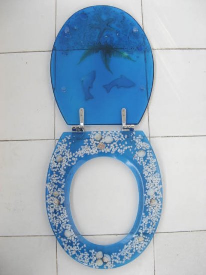 A New Ocean Seastar Dolphin Toilet Seat Cover-Blue - Click Image to Close