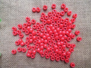 500g Hot Red Barrel Pony Beads Loose Bead 8mm