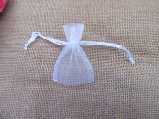 98Pcs White Drawstring Jewelry Gift Pouches 7x5cm jew-b-ch370