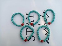 10Pcs Elastic Round Turqoiuse Stone Beaded Bracelet