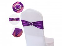 10Pcs Shiny Purple Sashes Chair Wider Bow Wedding Venue Banquet