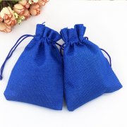 50 Plain Blue Hemp Drawstring Jewelry Gift Pouches 9x7cm