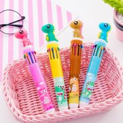 5Pcs Dinosaur 10 Color Automatic Ballpoint Pen Ballpens