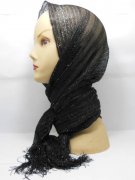 10 New Black & Sliver String Cord Lady Scarves