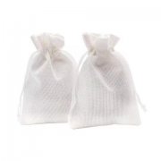 50 Plain White Hemp Drawstring Jewelry Gift Pouches 14x10cm