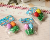 48Packsx2Pcs Flower Shape Erasers Mixed Color