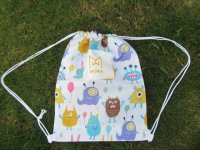 6Pcs White Drawstring Backpack Shoulder Rucksack - Monster