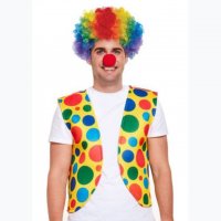 1Set Unisex Dress up Rainbow Clown Wigs & Red Foam Clown Noses