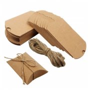 50X Kraft Wedding Favour/Bomboniere Pillow Boxes 13x8x3cm w/Cord