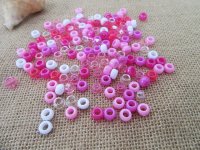 24Sheet x 170Pcs Pink Plastic Barrel Pony Beads Dreadlock Bead