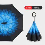 1Pc Daisy Flower Reverse Folding Umbrella w/ C-Shaped Handle