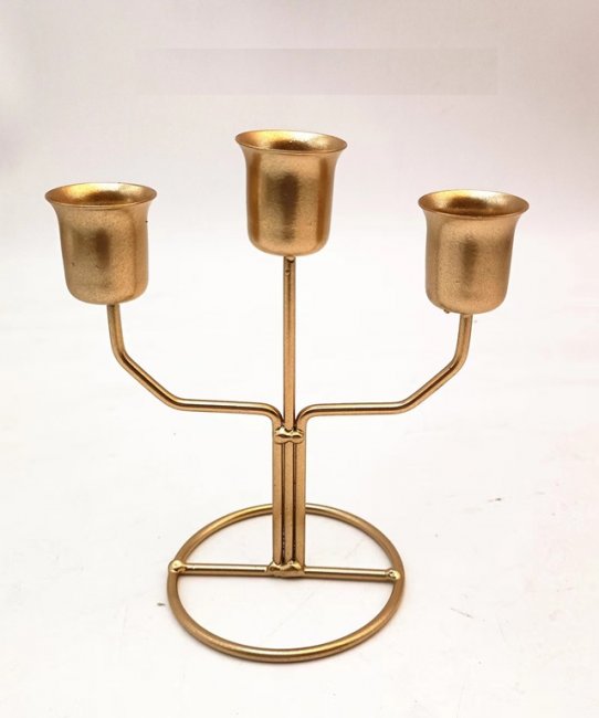 1Pc Golden Ins Minimalist Candlestick 3-Head Random Design - Click Image to Close