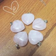 10 Rose Quartz Love Heart Pendants Charms 25mm