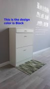 1X Black Shoe Cabinet Rack Storage Organiser 12prs 2 drawer + 1