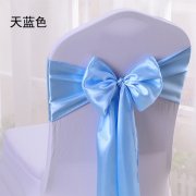 10Pcs Blue Satin Sashes Chair Wider Bow Wedding Venue Banquet