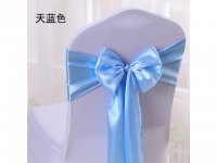 10Pcs Blue Satin Sashes Chair Wider Bow Wedding Venue Banquet