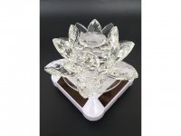 1X Solar Power Light Up Clear Crystal Lotus Flower Art Deco