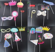 36Pkts X 6Pcs Birthday Photo Props Assorted