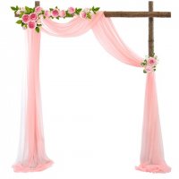 1Pc Pink Wedding Arch Chiffon Backdrop Curtain Drapes Background