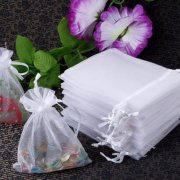 6Pkt x 10Pcs White Black Organza Drawstring Gift Jewelry Pouches