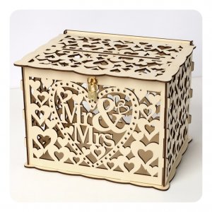 1Pc Decorative Rustic Wishing Well Card Box Wedding - Mr & Mrs