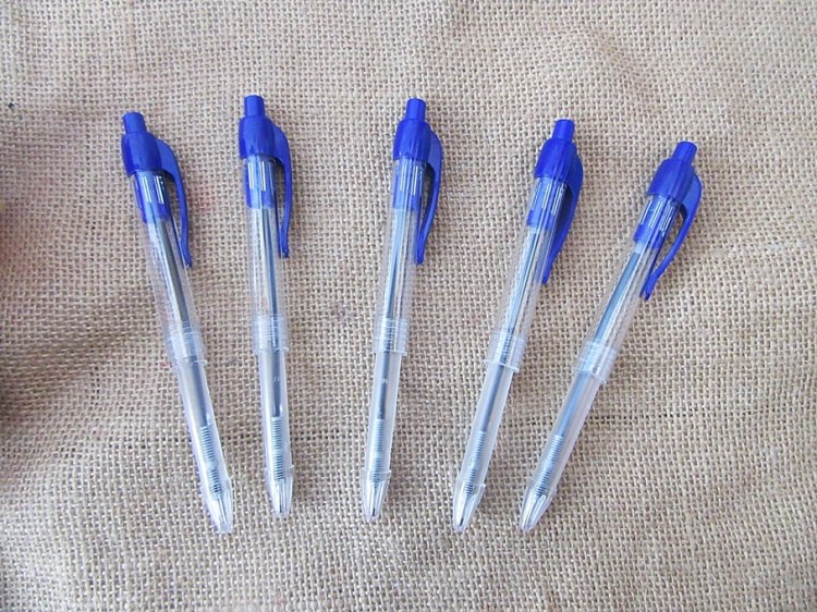 12Pcs Blue Ink Ballpoint Pen Ball Pen Home Office School Use - Click Image to Close