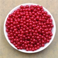 1000 Red Round Simulate Pearl Loose Beads 8mm