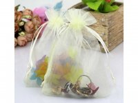 100 Ivory Drawstring Jewelry Gift Pouches 9x7cm