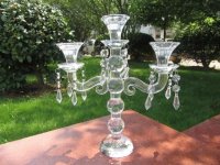 1X 3-Heads Crystal Candle Holder Candelabra 28cm High