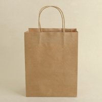 50 Light Coffee Kraft Paper Bags with Carrying Strap