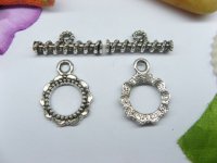 50sets Metal Flower Beads Toggle Clasp yw-ac-tc31