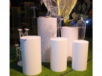 1Set x 5Pcs White Round Plinth Cylinder Pedestal Wedding Display