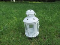 1Pc Portable White Hollow Star Hanging Candle Holder Lantern