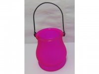 10Pcs Fuschia Frosted Hanging Glass Tea Light Holder Wedding