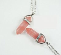 10X Cherry Quartz Pendant Hexagon Prism Beads Charms Necklace