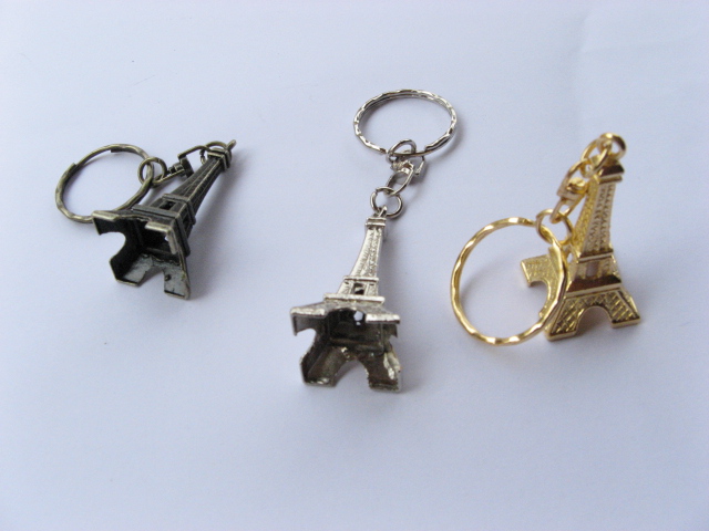 50 Metal France Eiffel Tower Key Ring - Click Image to Close