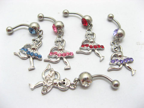 12 Girl Rhinestone Belly Body Piercing Jewelry er-b43 - Click Image to Close