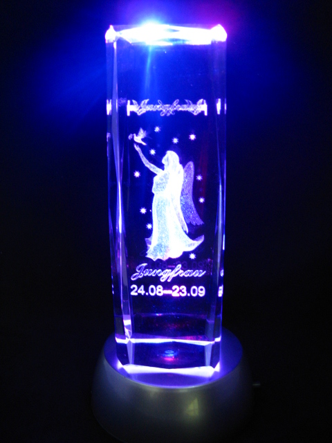 4X 3D Etched Virgo Crystal Art Ornament Figurine - Click Image to Close