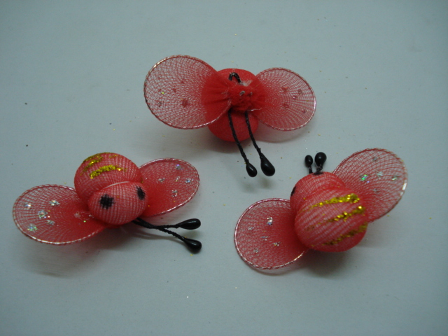 100 Bright Red Cute Bee Charms Jewellery Crafts - Click Image to Close