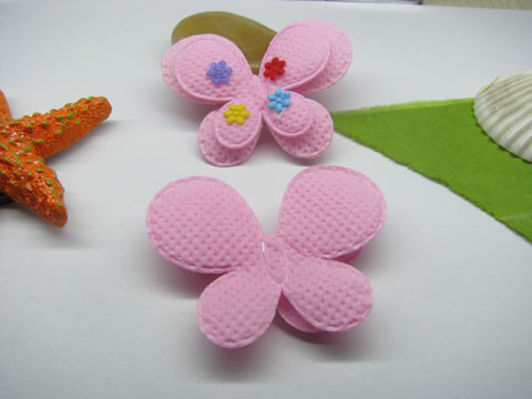 200 Cute Pink Non-woven Fabric Padded Butterfly Embellishments - Click Image to Close